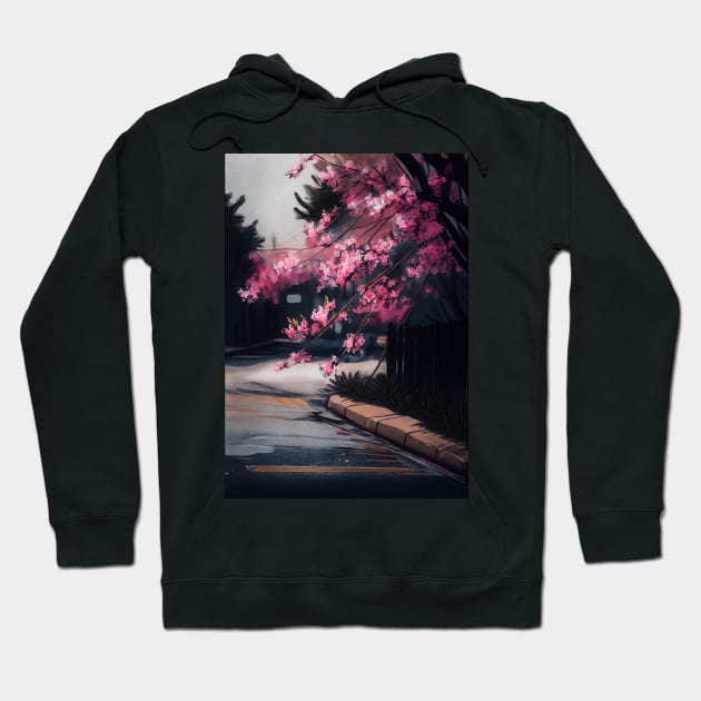 Whispering Blossoms: Cherry Tree by the Road Hoodie by simonrudd